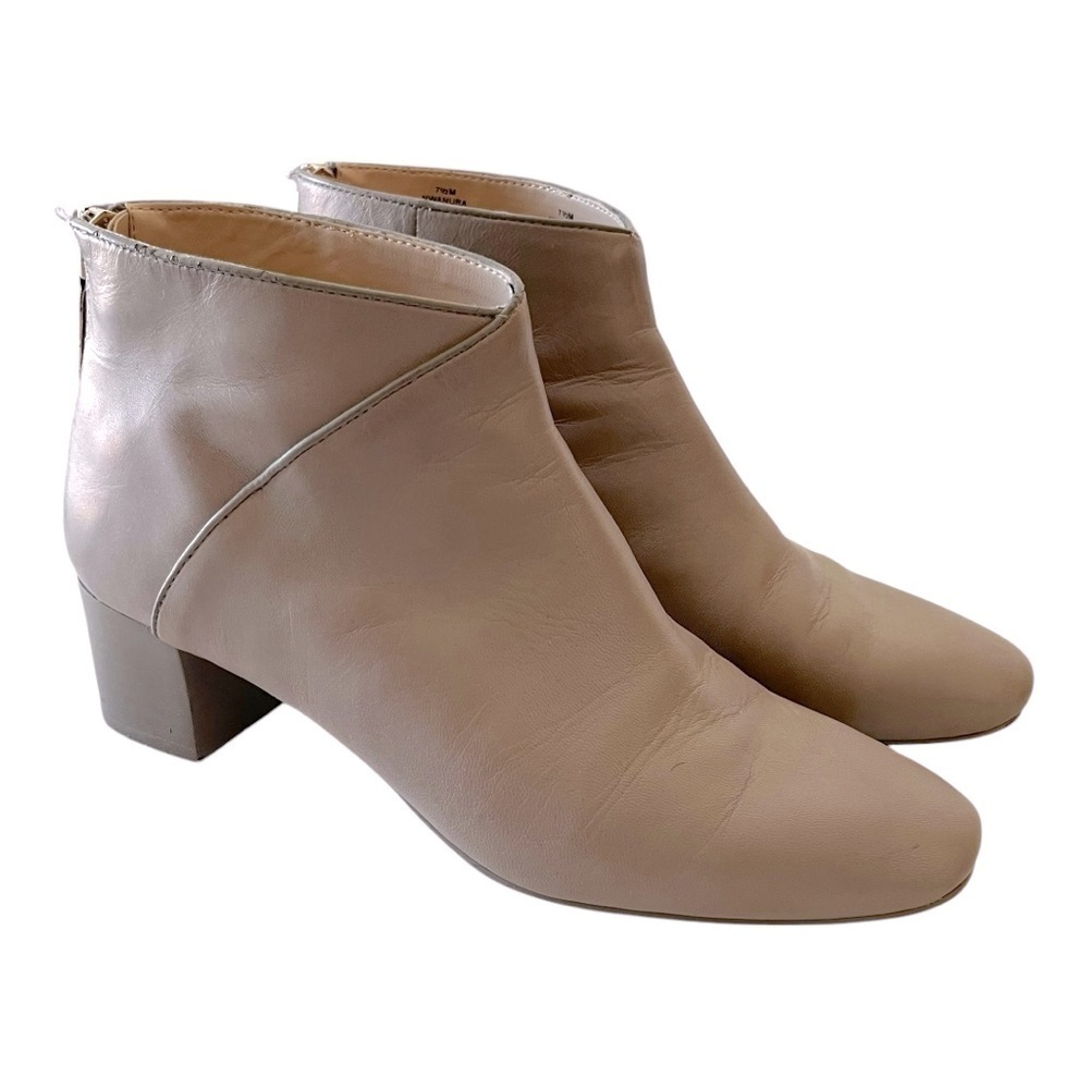 Nine West Elegant Light Gray Leather Ankle Boots 7.5 - Picture 2 of 10